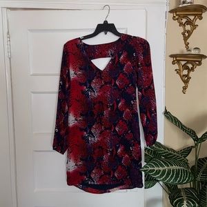 Pattern dress with a low back cut